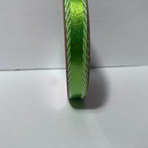 Spring Bright Green Ribbon Sewn White Accent